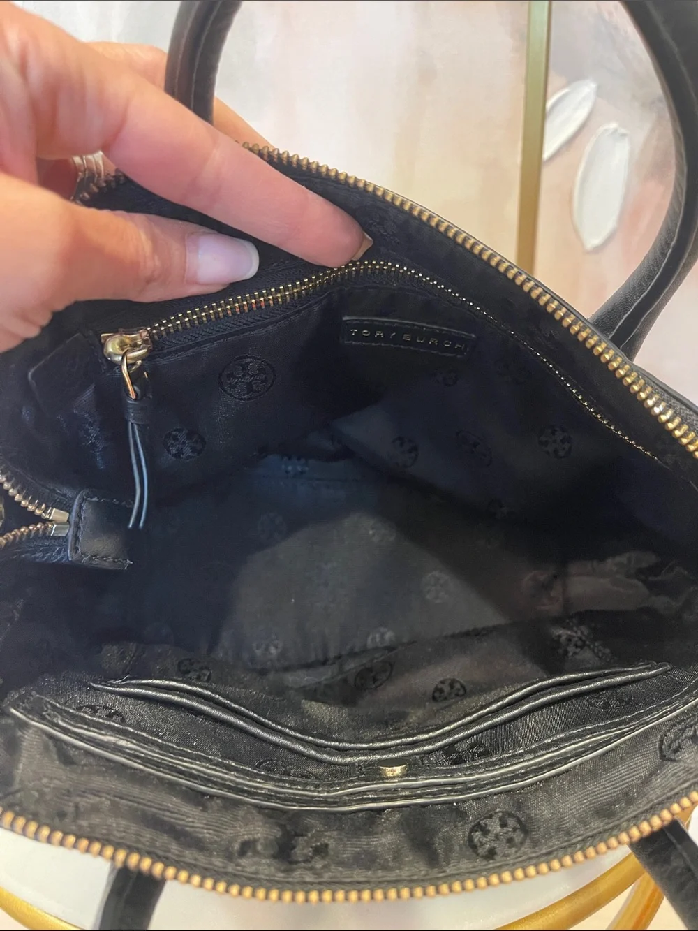 Tory Burch Clara Black Pebbled Leather Top-Handle Satchel